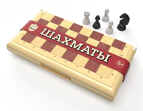 Игра настольная "Шахматы" в пласт.коробке (мал, беж)